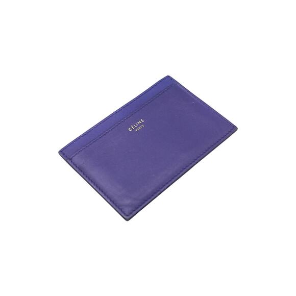 🔴 Celine Logo Card Holder Wallet - Two-Tone Blue Tan - Picture 4 of 7